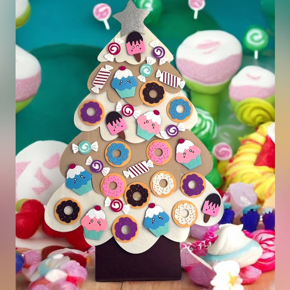 Whimsical Holiday Tree with Cupcakes and Donuts Learning Playing‎ Safe 🍭 🍬